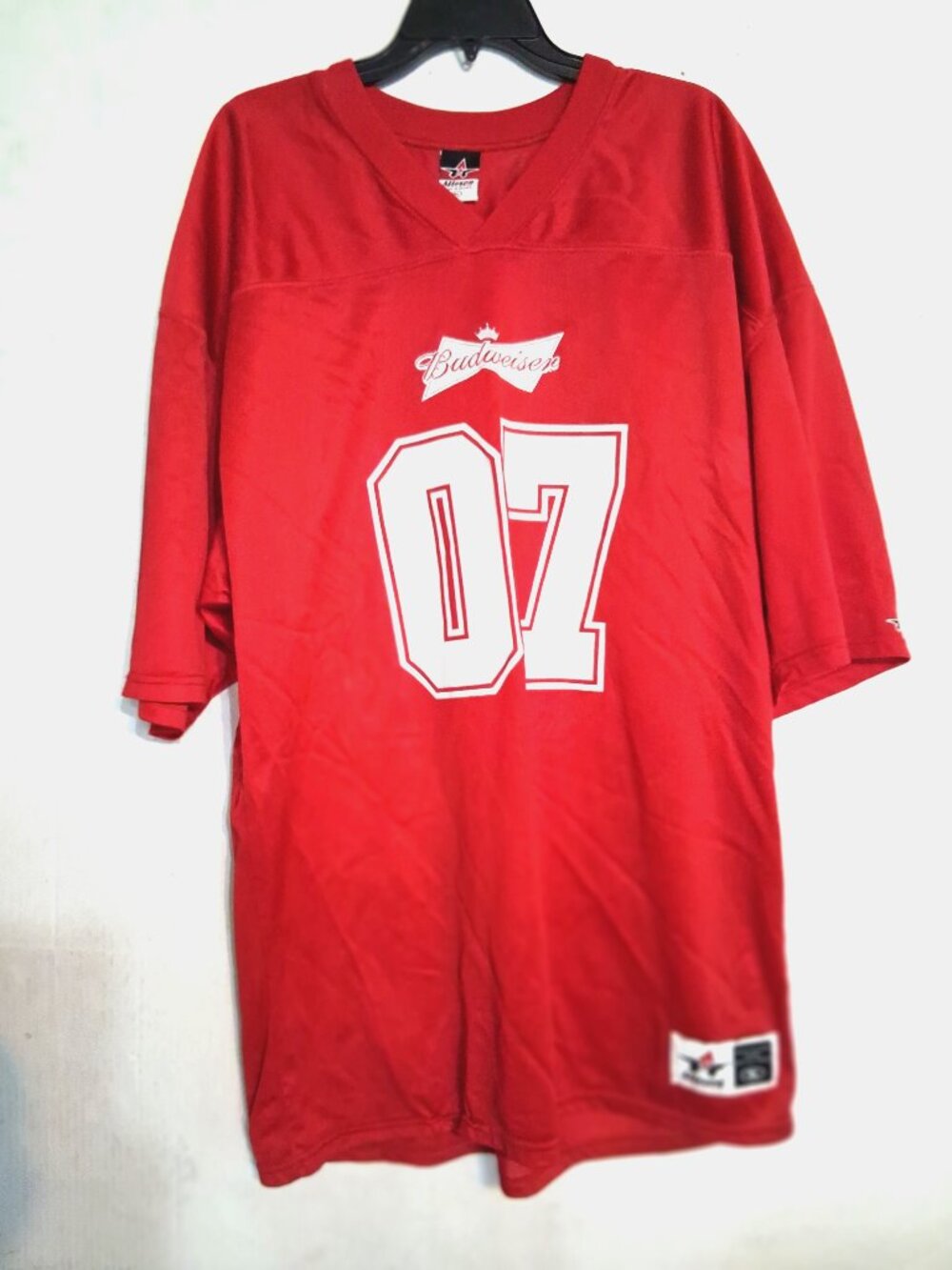 Alleson Athletic Red Number Seven Jersey With Budweiser Branding Men Size XL
